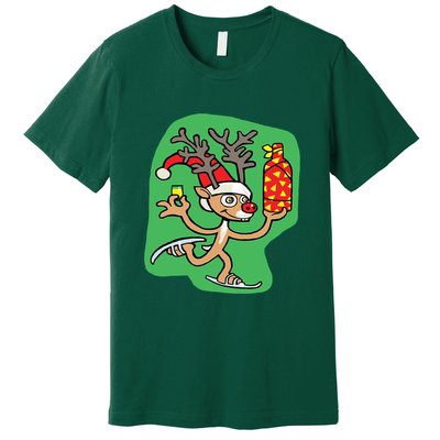 Christmas Reindeer On Ice Premium T-Shirt