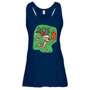 Christmas Reindeer On Ice Ladies Essential Flowy Tank