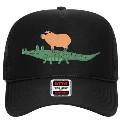 Capybara Riding On Crocodile Funny Trucker Hat