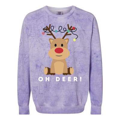 Christmas Reindeer Oh Deer Christmas Lights Gift Colorblast Crewneck Sweatshirt