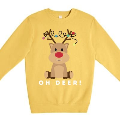 Christmas Reindeer Oh Deer Christmas Lights Gift Premium Crewneck Sweatshirt