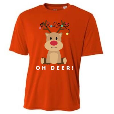 Christmas Reindeer Oh Deer Christmas Lights Gift Cooling Performance Crew T-Shirt