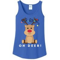 Christmas Reindeer Oh Deer Christmas Lights Gift Ladies Essential Tank