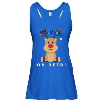 Christmas Reindeer Oh Deer Christmas Lights Gift Ladies Essential Flowy Tank