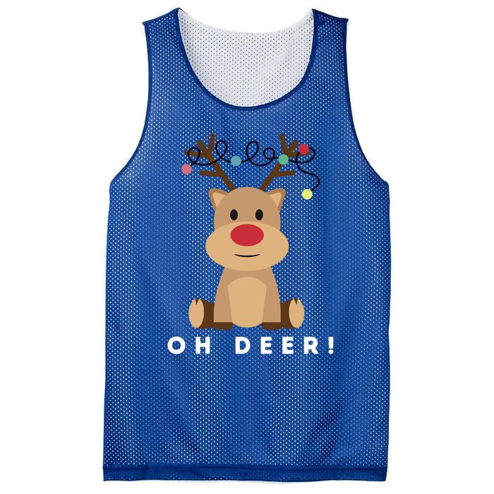 Christmas Reindeer Oh Deer Christmas Lights Gift Mesh Reversible Basketball Jersey Tank