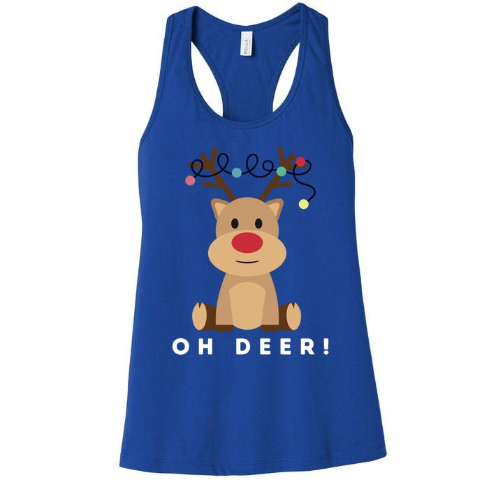 Christmas Reindeer Oh Deer Christmas Lights Gift Women's Racerback Tank