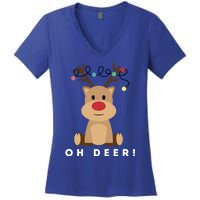 Christmas Reindeer Oh Deer Christmas Lights Gift Women's V-Neck T-Shirt