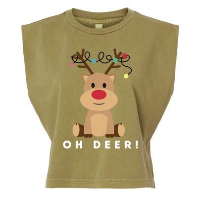 Christmas Reindeer Oh Deer Christmas Lights Gift Garment-Dyed Women's Muscle Tee