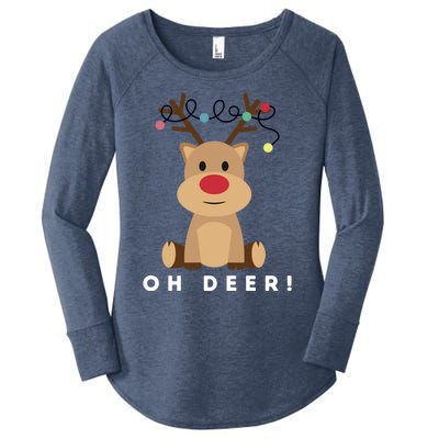 Christmas Reindeer Oh Deer Christmas Lights Gift Women's Perfect Tri Tunic Long Sleeve Shirt