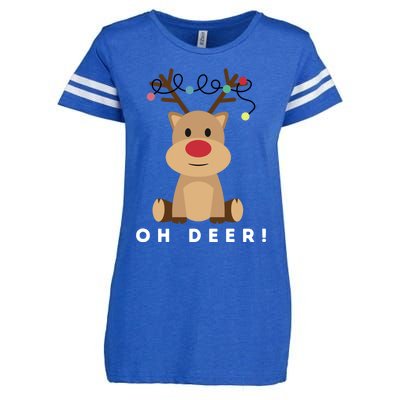 Christmas Reindeer Oh Deer Christmas Lights Gift Enza Ladies Jersey Football T-Shirt