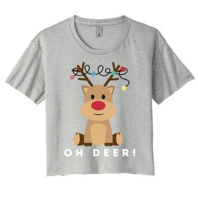 Christmas Reindeer Oh Deer Christmas Lights Gift Women's Crop Top Tee