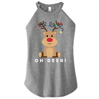 Christmas Reindeer Oh Deer Christmas Lights Gift Women's Perfect Tri Rocker Tank