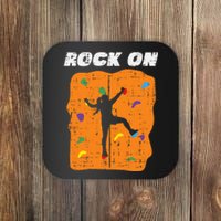 Climbing Rock On Wall Climber Bouldering Women Coaster