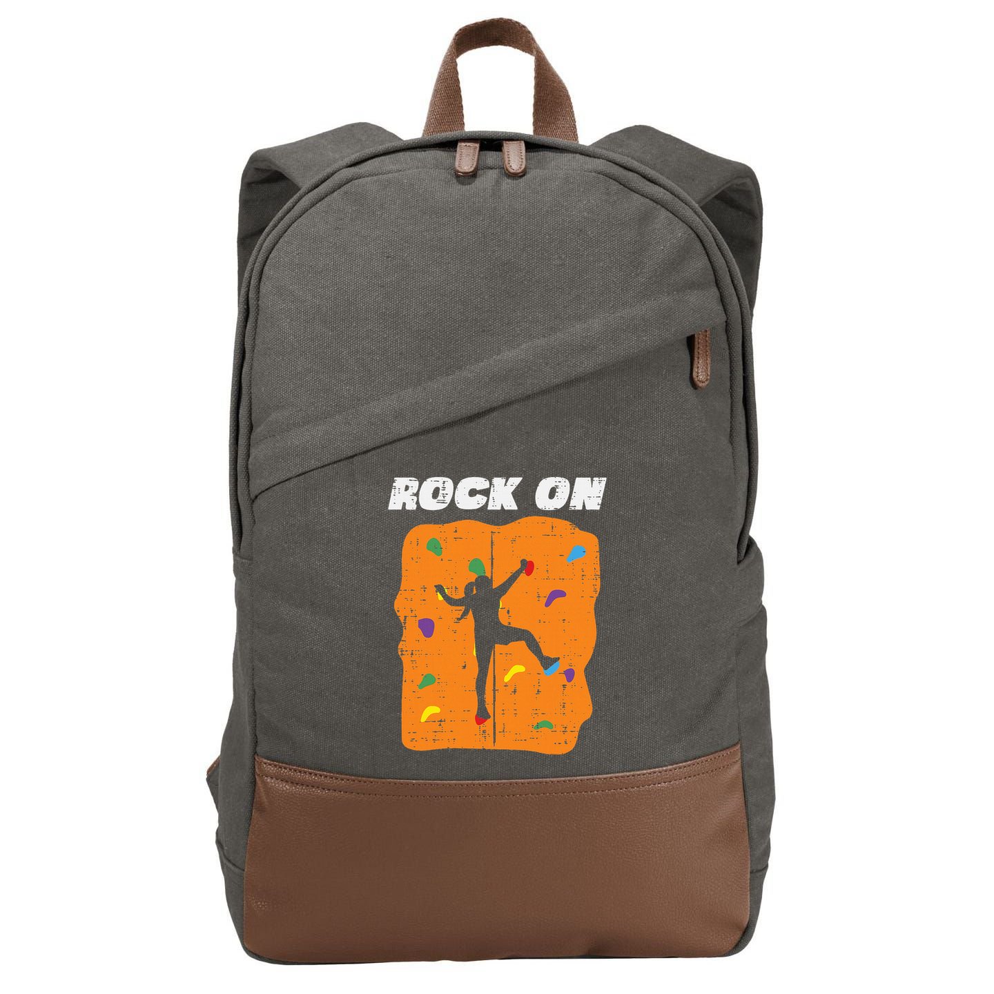 Climbing Rock On Wall Climber Bouldering Women Cotton Canvas Backpack