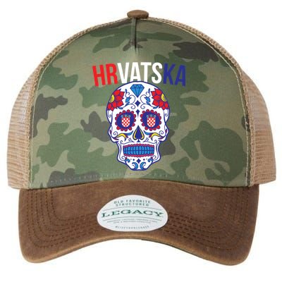 Croatia Hrvatska Soccer Skull Legacy Tie Dye Trucker Hat