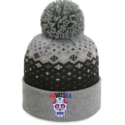 Croatia Hrvatska Soccer Skull The Baniff Cuffed Pom Beanie