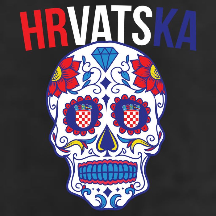 Croatia Hrvatska Soccer Skull 7 Panel Mesh Trucker Snapback Hat