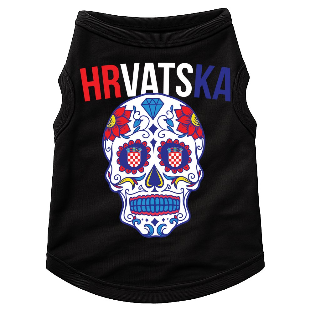 Croatia Hrvatska Soccer Skull Doggie Tank