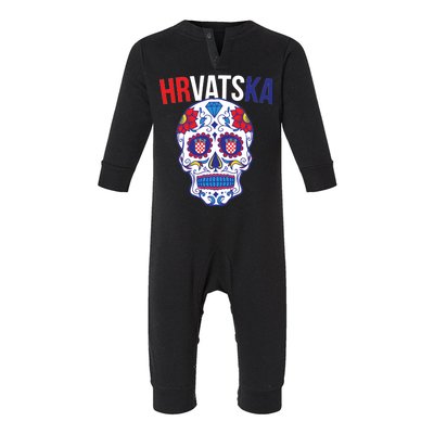 Croatia Hrvatska Soccer Skull Infant Fleece One Piece