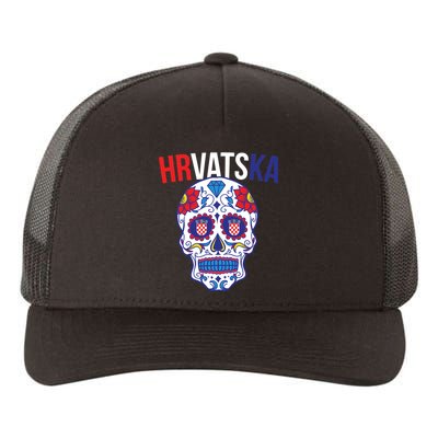 Croatia Hrvatska Soccer Skull Yupoong Adult 5-Panel Trucker Hat