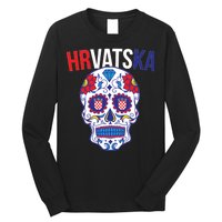 Croatia Hrvatska Soccer Skull Long Sleeve Shirt