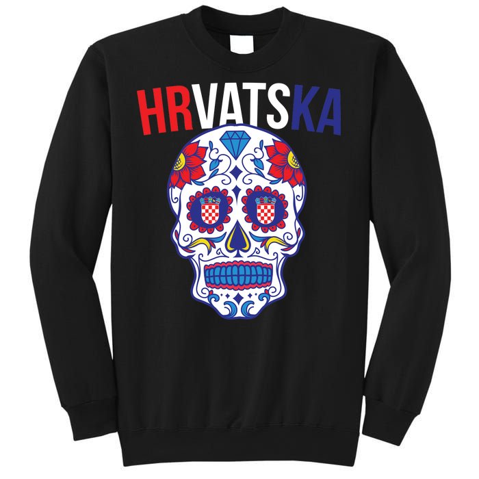 Croatia Hrvatska Soccer Skull Sweatshirt