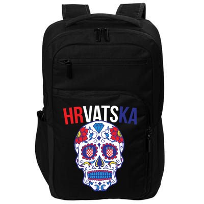 Croatia Hrvatska Soccer Skull Impact Tech Backpack