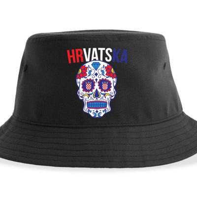 Croatia Hrvatska Soccer Skull Sustainable Bucket Hat