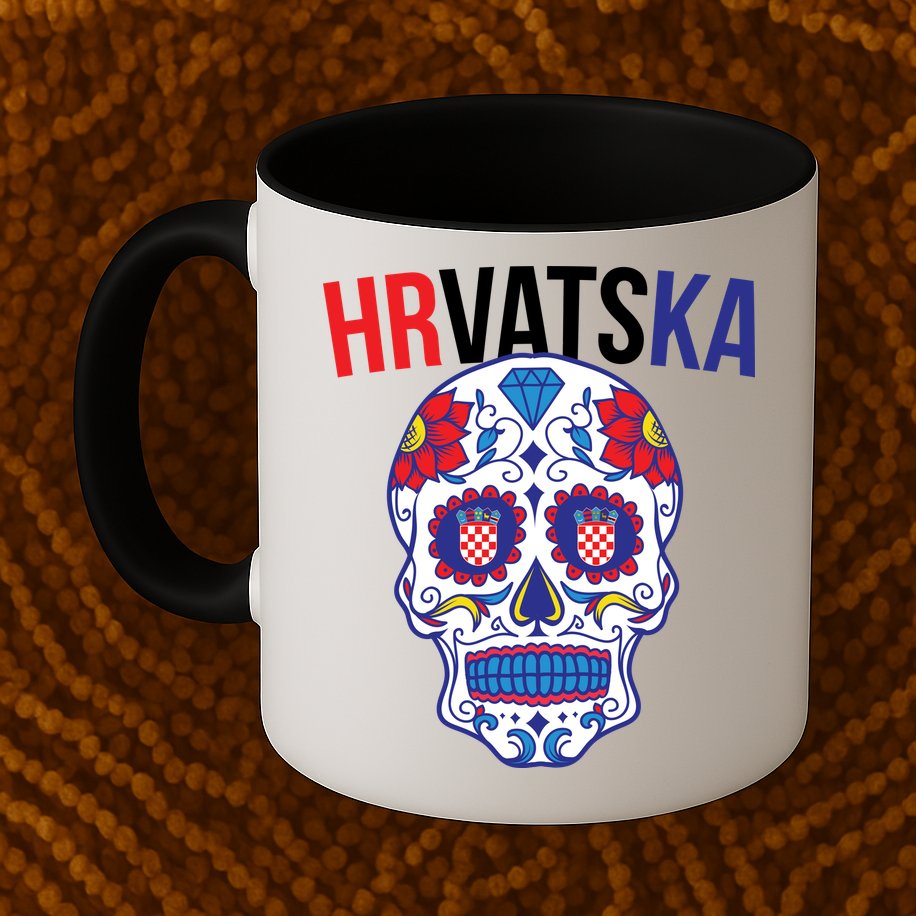 Croatia Hrvatska Soccer Skull Mug