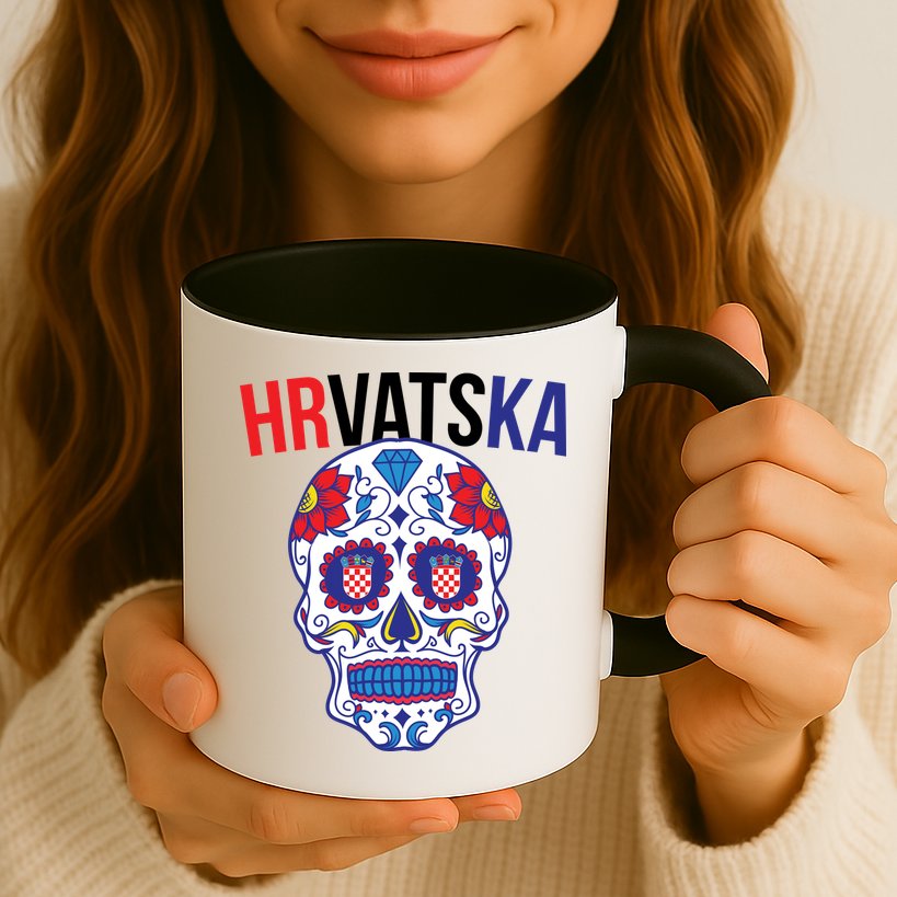 Croatia Hrvatska Soccer Skull Mug