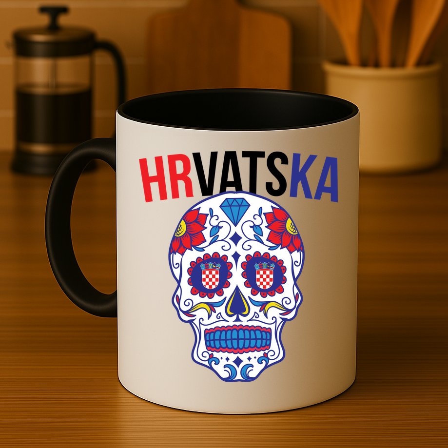 Croatia Hrvatska Soccer Skull Mug