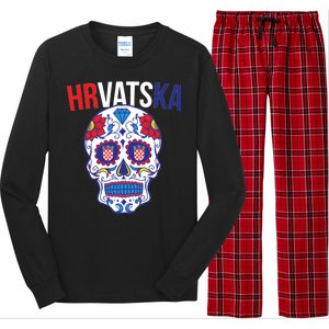 Croatia Hrvatska Soccer Skull Long Sleeve Pajama Set