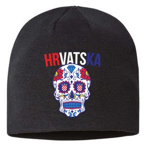 Croatia Hrvatska Soccer Skull Sustainable Beanie