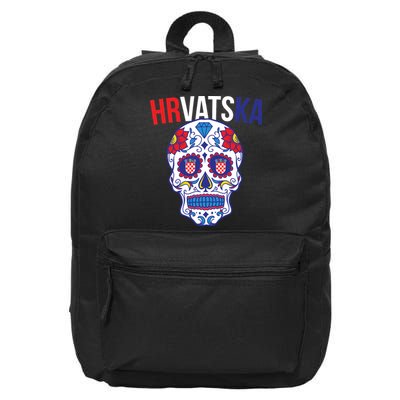 Croatia Hrvatska Soccer Skull 16 in Basic Backpack