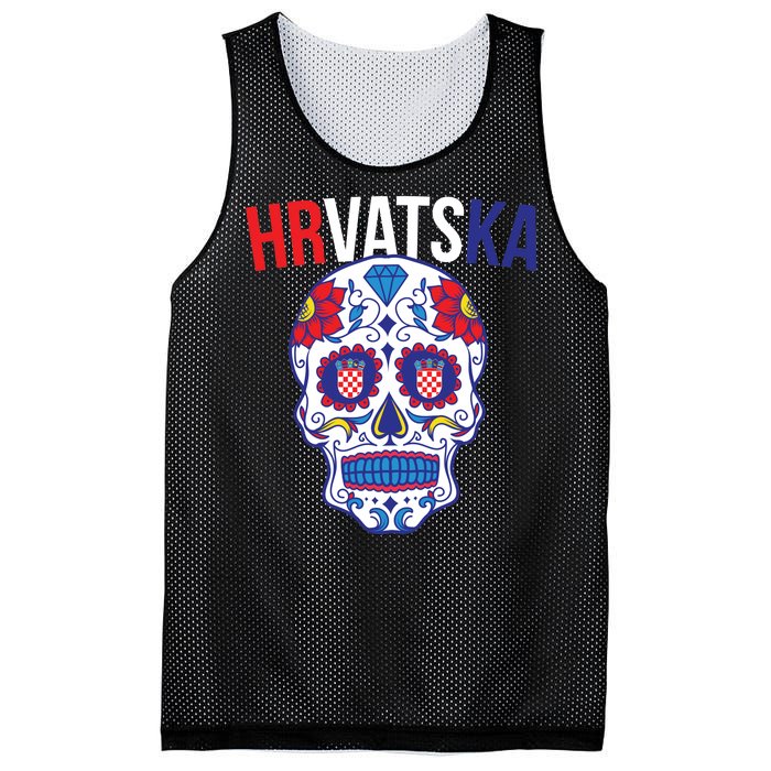 Croatia Hrvatska Soccer Skull Mesh Reversible Basketball Jersey Tank