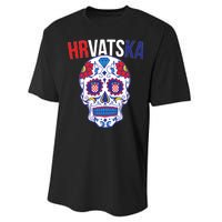 Croatia Hrvatska Soccer Skull Performance Sprint T-Shirt