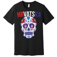 Croatia Hrvatska Soccer Skull Premium T-Shirt