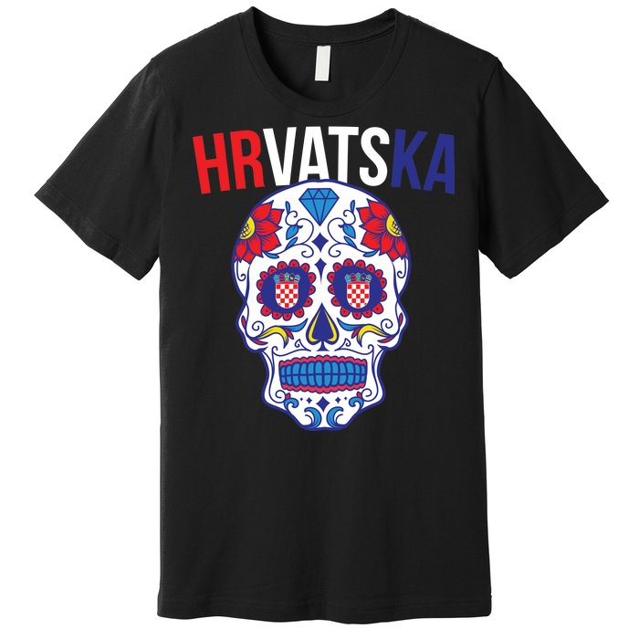 Croatia Hrvatska Soccer Skull Premium T-Shirt