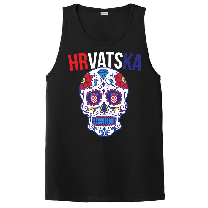 Croatia Hrvatska Soccer Skull PosiCharge Competitor Tank