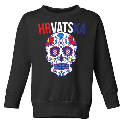 Croatia Hrvatska Soccer Skull Toddler Sweatshirt