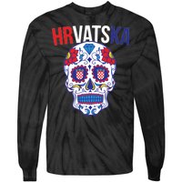 Croatia Hrvatska Soccer Skull Tie-Dye Long Sleeve Shirt