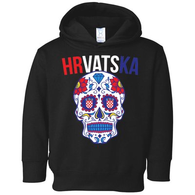 Croatia Hrvatska Soccer Skull Toddler Hoodie