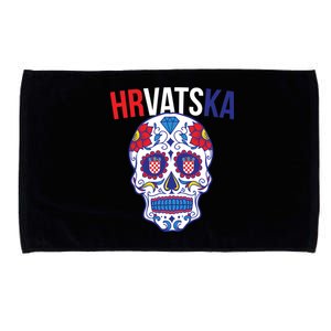 Croatia Hrvatska Soccer Skull Microfiber Hand Towel