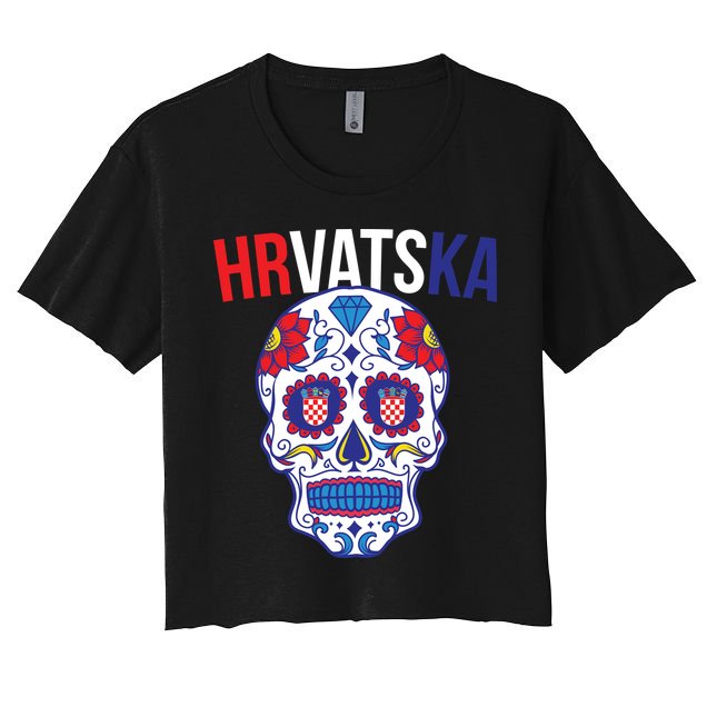 Croatia Hrvatska Soccer Skull Crop Top