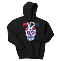 Croatia Hrvatska Soccer Skull Kids Hoodie