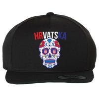 Croatia Hrvatska Soccer Skull Wool Snapback Cap