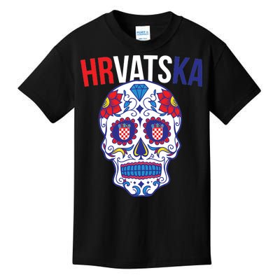 Croatia Hrvatska Soccer Skull Kids T-Shirt