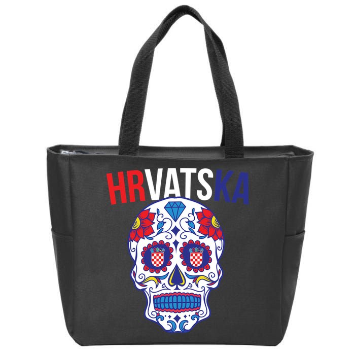 Croatia Hrvatska Soccer Skull Zip Tote Bag