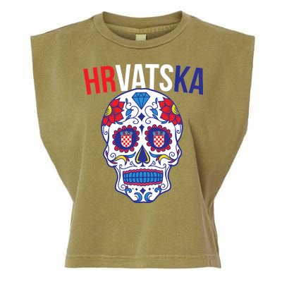 Croatia Hrvatska Soccer Skull Garment-Dyed Women's Muscle Tee