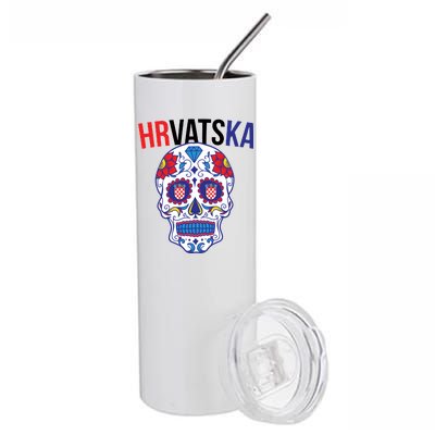 Croatia Hrvatska Soccer Skull Stainless Steel Tumbler